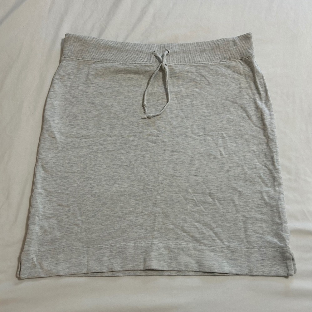 Gap Women Heather Gray Cotton Sweatshirt Mini Skirt Drawstring Waist Size S